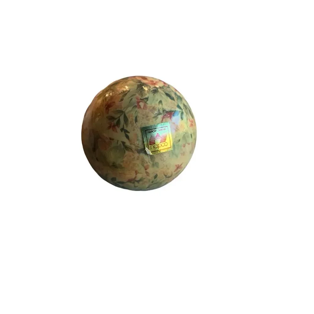 Napco‎ Set 2 Paper Mache Decoupage Christmas Ornament Victorian Flowers 3-4 
